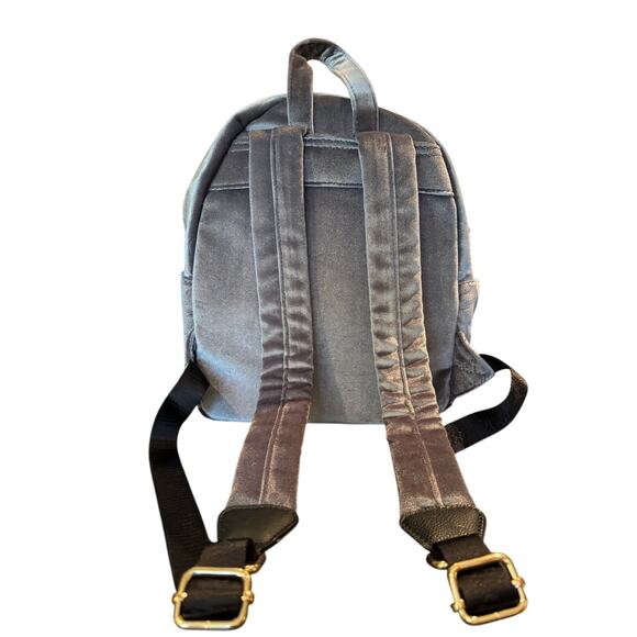 Betsy Johnson Gray Velvet Skull Backpack, EUC - Picture 2 of 7